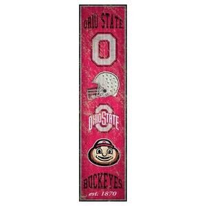 NCAA Ohio State Buckeyes Heritage Sign Vertical 6'' x 24'' Distressed Retro